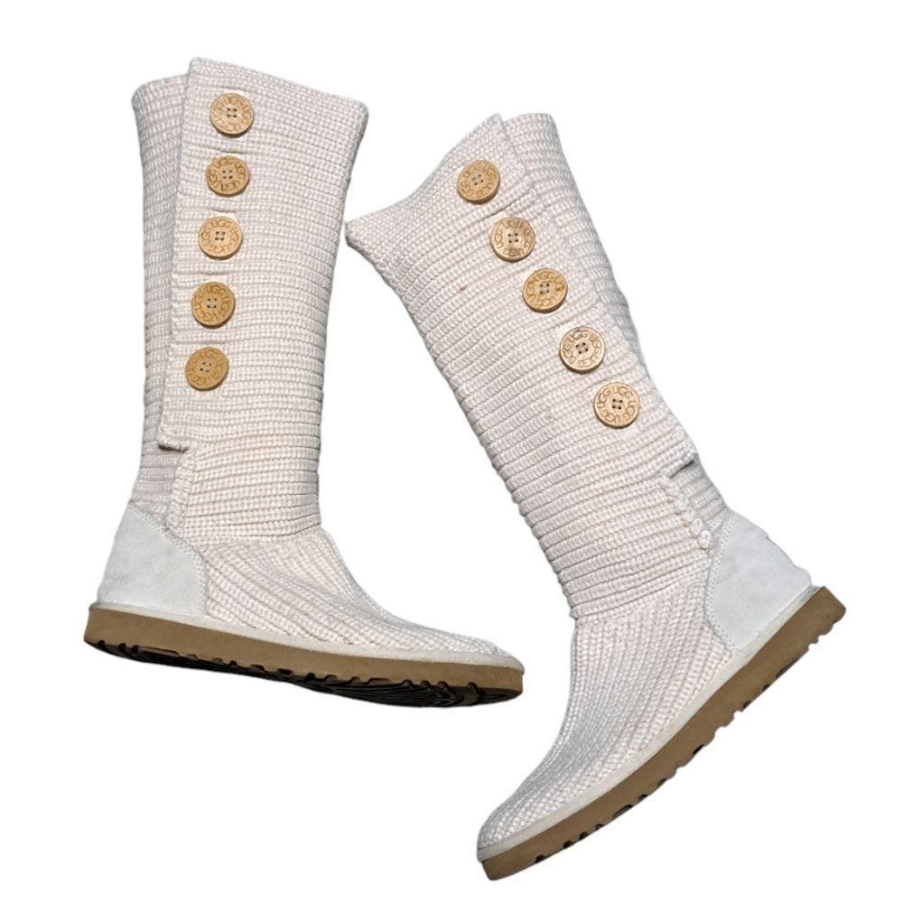 Ugg Australia Knit Tall Boots Size 10 Cream  (Size Tag Missing)